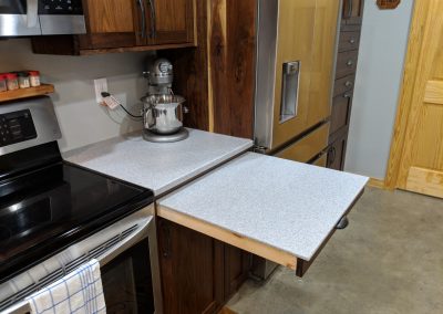 Drawer containing an extended countertop.