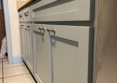 Gray cabinets and drawers